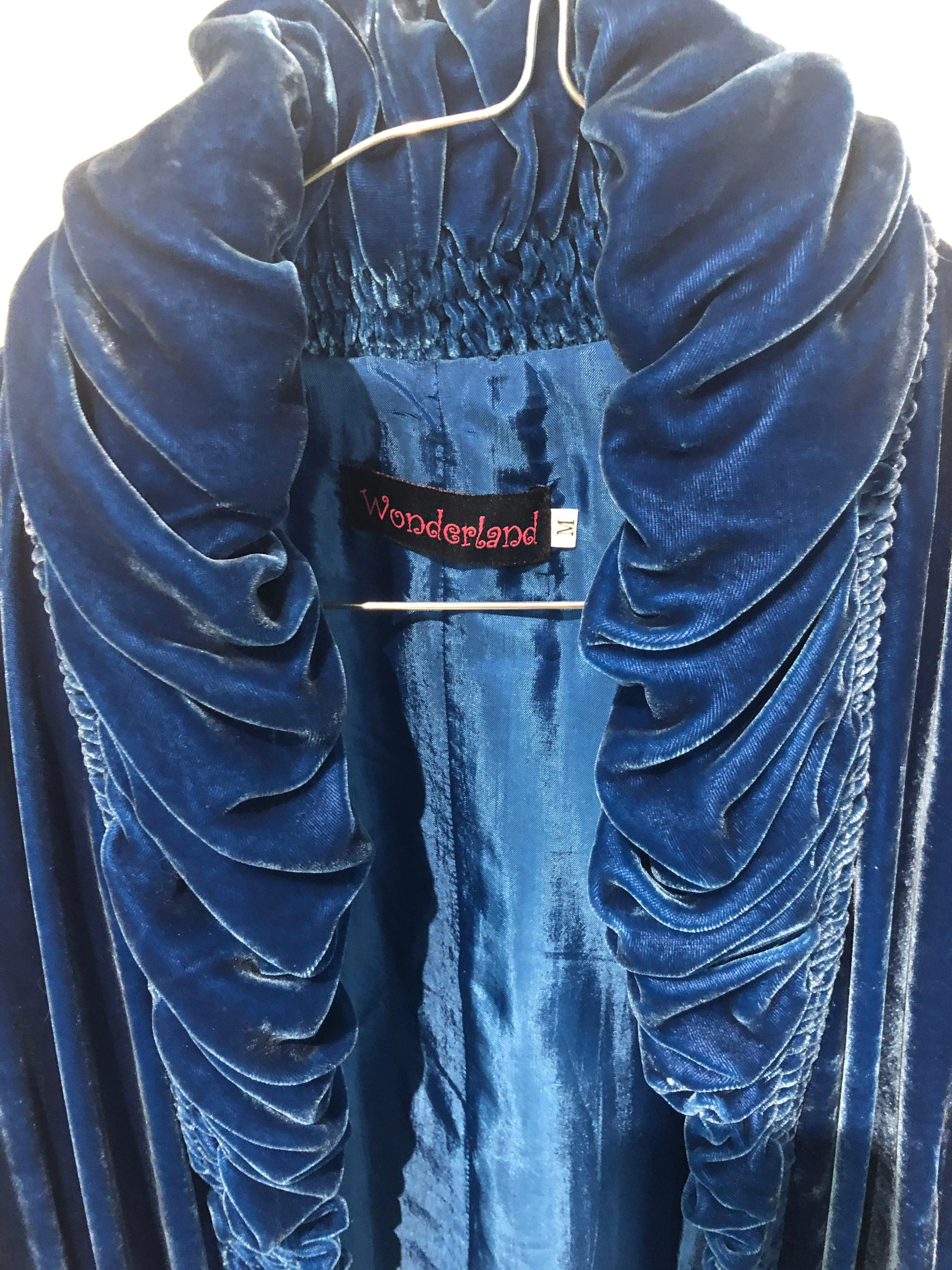 Wonderland amazing electric blue velvet coat size M