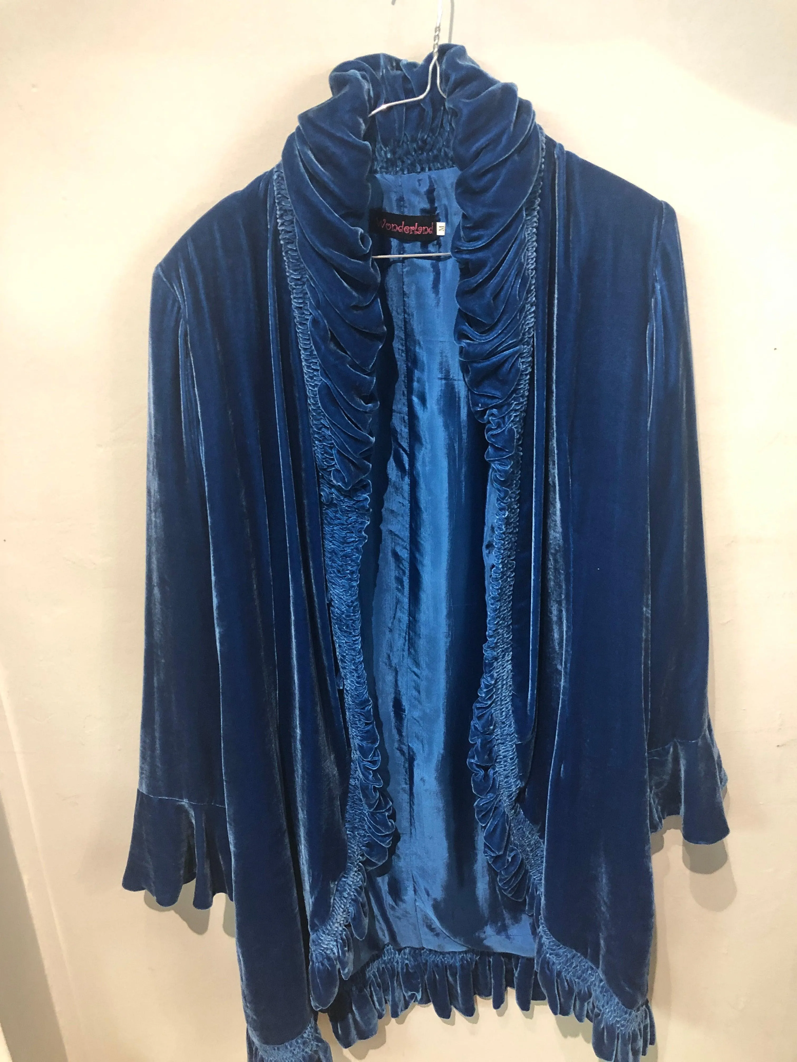 Wonderland amazing electric blue velvet coat size M