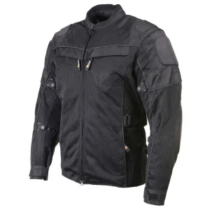 Xelement XS8160 Men's 'Shadow' All Season Black Tri-Tex and Mesh Motorcycle Rider Jacket with X-Armor Protection