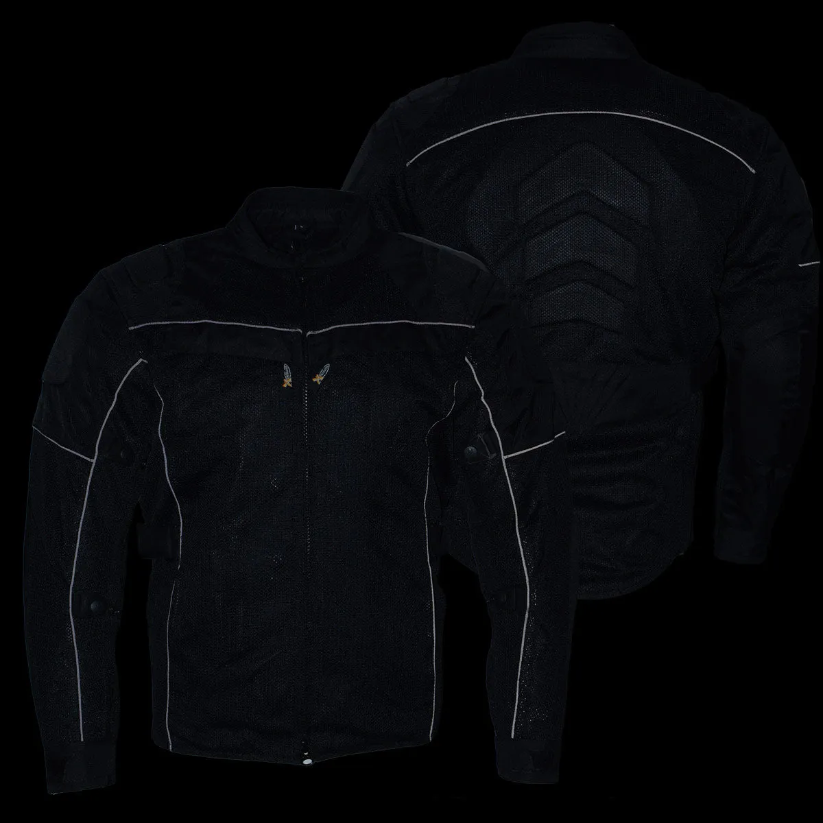 Xelement XS8160 Men's 'Shadow' All Season Black Tri-Tex and Mesh Motorcycle Rider Jacket with X-Armor Protection