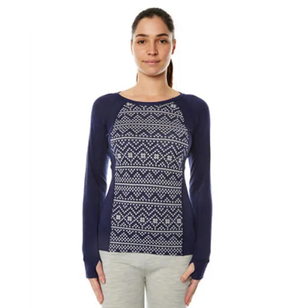 XTM Women's Merino Jacquard Crew Long Sleeve Thermal Top 230 gsm